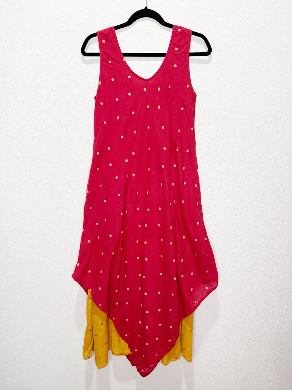Vintage Anokhi Swing A Line Block Print Layered Cotton Maxi Dress Indian